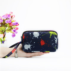 Large capacity women`s purse canvas zipper large screen mobile phone bag zero purse cloth art grab bag oil color