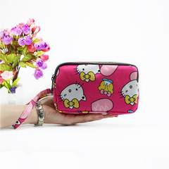 Large capacity female purse canvas zipper large screen mobile phone bag zero purse cloth art handbag red kt cat