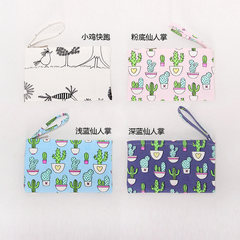 2017 portable cotton canvas bag cloth small cosmetic bag purse / fruit and animal The foundation of blue