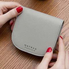Ladies short purse, short Japanese and Korean short thin shell, men's wallet, student hasp, simple zero wallet Grey (B017)