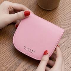 Ladies short purse, short Japanese and Korean short thin shell, men's wallet, student hasp, simple zero wallet Pink (B017)