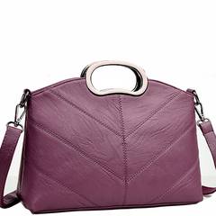 Soft leather handbags old middle-aged lady 2017 new tide all-match Korean Satchel Shoulder mom fashion Style 3072 purple