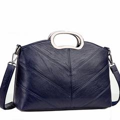 Soft leather handbags old middle-aged lady 2017 new tide all-match Korean Satchel Shoulder mom fashion Style 3072 dark blue
