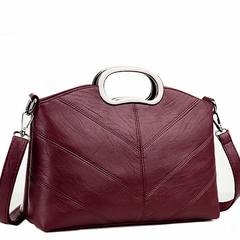 Soft leather handbags old middle-aged lady 2017 new tide all-match Korean Satchel Shoulder mom fashion Style 3072 wine red