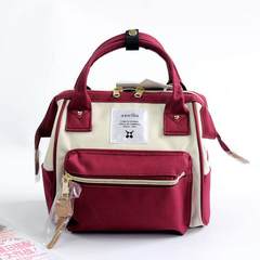 Anello oblique satchel mummy bag single-shoulder small square bag 2017 mini women`s bag wine red and white [square bag]