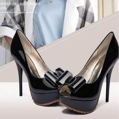 2016, the new generation of beauty, spring and summer elegant bow, high-heeled shoes, fish mouth waterproof Taiwan, single shoes, women's shoes 7306