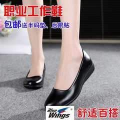 Flat bottom glossy women's shoes, black leather shoes, flat heels, mother's shoes, single shoes, comfortable work shoes, Pizza Hut shoes, post luggage Thirty-five