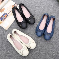 Spring 2017 flat, with women's shoes, leather casual single shoes, shallow flat bottom, comfortable bottom, comfortable mother shoes, work shoes black
