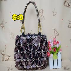 New high-end handmade beaded ladies bags bead bead finished seeds pole hand bag mail Leopard