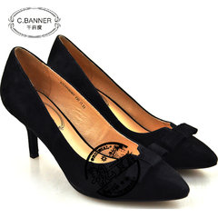 C.BANNER Baidu's spring 2017 counter genuine high-heeled shoes A7139106A01 shallow mouth A01 black