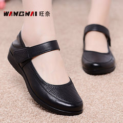 Middle aged and elderly 33 small yards, 34 mother shoes, leather women flat with soft soles, round shoes, slip shoes, 42 big yards, 43