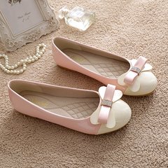 Mom shoes scoop shoes spring new 2017 round all-match flat fat foot size shoes 41-43 shoes in summer
