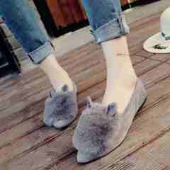 2016 spring and Autumn New Cute Rabbit shoes Doug shoes shoes leisure shoes slip a Korean mother