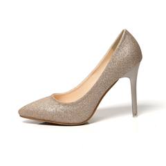 2017 spring fashion new women's shoes, pointed heels, thin and shallow, silver, plain shoes, sequins, wedding shoes, women Gold (10 cm)