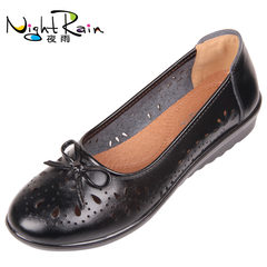 Spring and summer middle-aged lady shoes with leather shoes in the elderly mother Dichotomanthes bottomed with shoes shoes for four seasons 501 black single shoes
