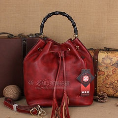 Tibet pimp Nike bag head layer cowhide handbag Crossbody Bag bucket bag 965626