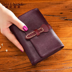 New leather wallet short buckle manual multi explosion woman small wallet card retro zipper tanning