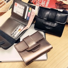 Ah Xin home new leather short purse, female 2017 new thin wallet, buckle, small purse