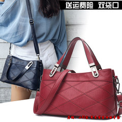 2017 new summer middle-aged double bag lady small hand-held bag simple lattice Shoulder Messenger Bag mom