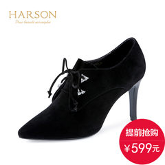 Hasen single shoes, women's shoes special brand, 2017, spring and autumn, new leather, suede, high heel, fine pointed lace