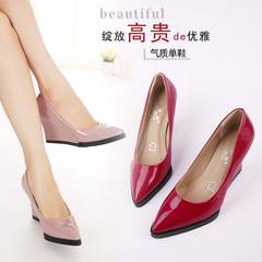 2017, fashion, spring and summer leather, black, heel, slope, documentary shoes, pointed high-heeled shoes, shallow mouth, ol casual shoes