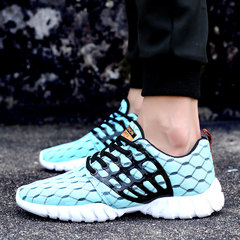 Running sports shoes all-match breathable mesh 2017 new summer trend of Korean men casual shoes cushion ZZ9912. cyan