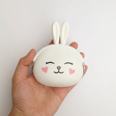 Korean cute rabbit buckle coin bag, creative key bag, cartoon silica gel zero purse, female student holding bag White rabbit zero Purse