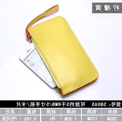 Ms. long female Wallet Zipper Handbag Purse Mini version of South Korea hand bag student mobile phone package thin Lemon yellow (double wrist band)