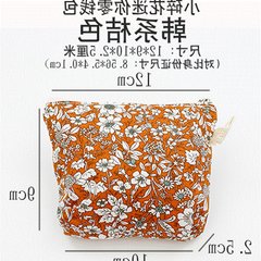 Zero purse, women's Mini fabric, portable zipper, cute retro, simple students, Japan and South Korea, hand canvas small coins bag Orange, Korean, orange