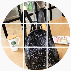 2017, spring, summer, autumn and winter, the new European station, Korean lady, shoulder bag, Sequin backpack, mini Mummy Bag Travel Trumpet classic black