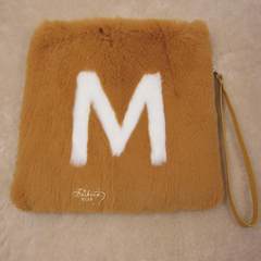 Rabbit fur bag bag bag Japanese new letter smile zipper tote bag hand bag can be customized Ginger alphabet M