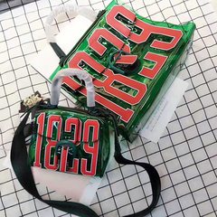 1829 transparent jelly Shoulder Messenger relief 3D summer 2017 fashion handbags and transparent candy bag Green (large)