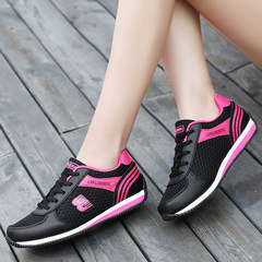 The spring and autumn new mom shoes light and comfortable leisure sports shoes in elderly non slip shoes with flat shoes B602 mesh black