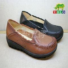 VOLO rhino soft leather soft bottom slope with casual shoes, leather shoes, mother's shoes, 7216038D, black, 7216006D, brown Brown 7216006