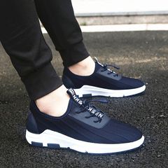 Dynamic casual shoes breathable pedal male loafer 2017 new men's summer shoes Korean youth net cloth. Standard sports shoes, size assured purchase Blue
