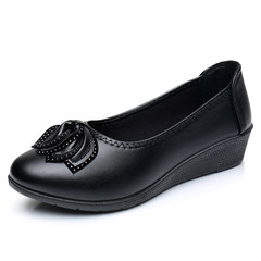Mother's shoes, spring leather, sole shoes, soft bottoms, ladies' bottoms, ladies' shoes, shallow shoes, women's shoes K56 black