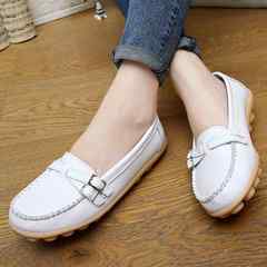 Summer and winter flat bottom shoes, mother's shoes, big size shoes, peas shoes, nurse shoes, casual pregnant women, single shoes White (double section)