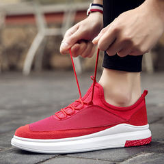 In the spring of 2017 the new trend of Korean men's shoes casual shoes shoes all-match male students mesh shoes T08 red