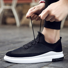 In the spring of 2017 the new trend of Korean men's shoes casual shoes shoes all-match male students mesh shoes T08 black