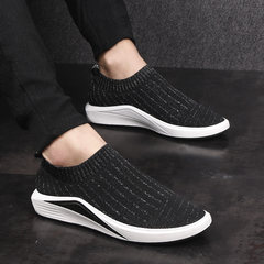Men`s summer style shoes 2017 Korean version of the new leisure shoes fly weave shoes men breathable foot pedal mesh shoes black and grey 111