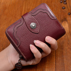 The Queens New Leather Wallet short Nisi lady eighty percent off Small Wallet Zipper Wallet Guangzhou retro oil wax Vintage Brown