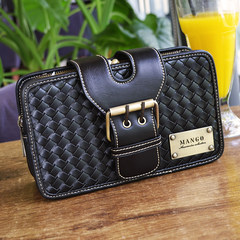 Knitting handbag 2017 new Korean tide and retro Xiekua package summer Mini Shoulder small bag handbag Black Edition