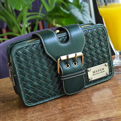 Knitting handbag 2017 new Korean tide and retro Xiekua package summer Mini Shoulder small bag handbag The big green version