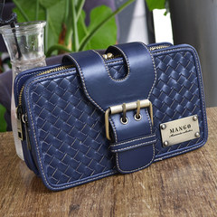Knitting handbag 2017 new Korean tide and retro Xiekua package summer Mini Shoulder small bag handbag Big blue