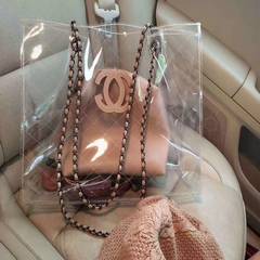 Transparent bag female 2017 new small fragrant jelly bag Lingge simple beach bag chain mother bag bag Khaki (second spot hair)