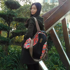 Yan DOUBLE BAG canvas bag bag bag shoulder to create double Yan Xiekua package linen cloth bag 2093 Flax national black tail