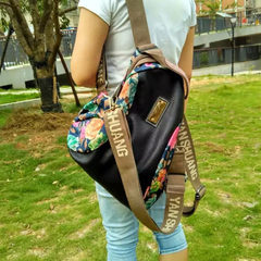 Yan DOUBLE BAG canvas bag bag bag shoulder to create double Yan Xiekua package linen cloth bag 2093 Blue black flower