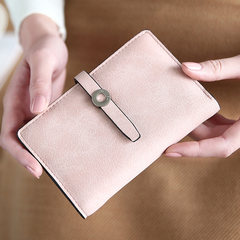Women's purse, short fashion wallet, new fashion ring buckle, lady's purse Dark powder