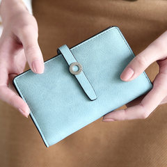 Women's purse, short fashion wallet, new fashion ring buckle, lady's purse Blue