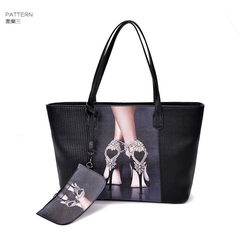 2017 new handbag bag printing version casual handbag fashion all-match a white-collar occupation mummy bag bag High-heeled shoes